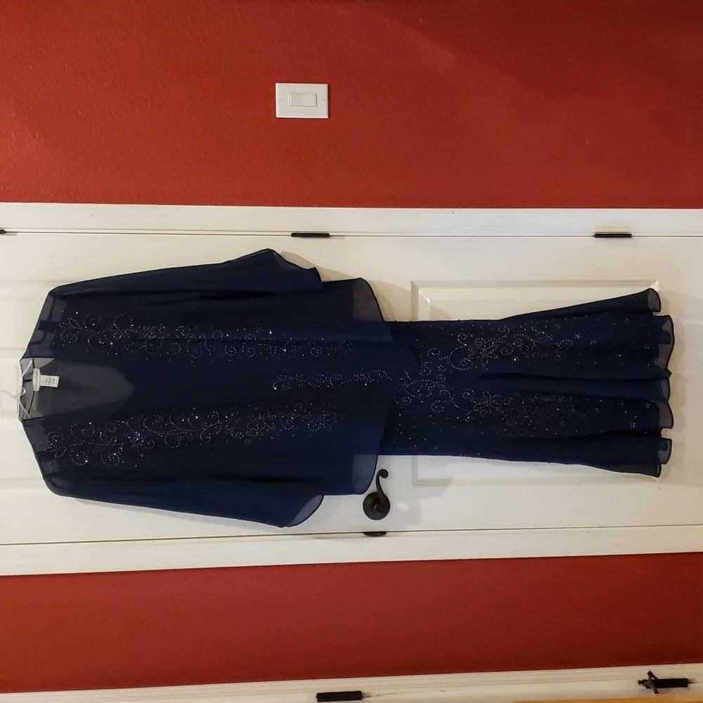 CATHERINES Navy Blue Masquerade Beaded Dress Set sz 18W Women's Plus Evening - Picture 4 of 12
